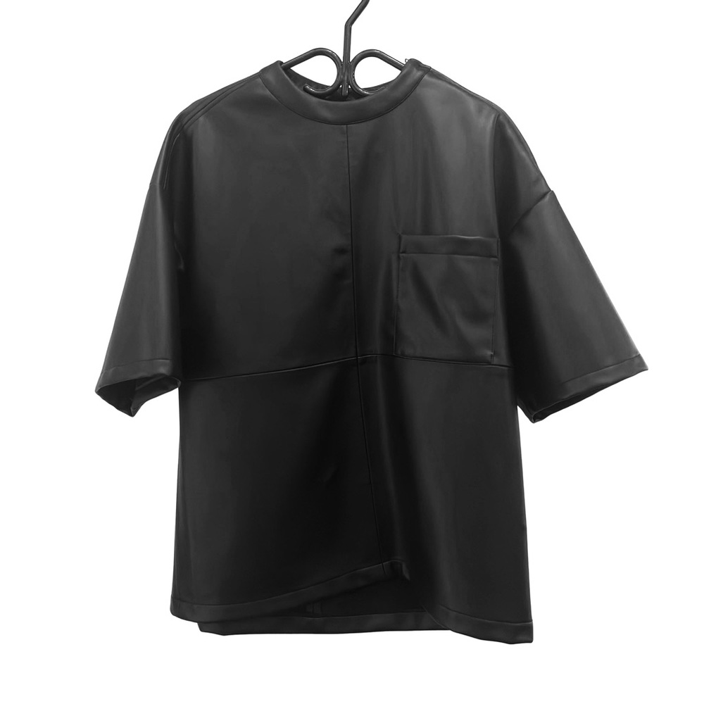 Zara man faux leather t-shirt